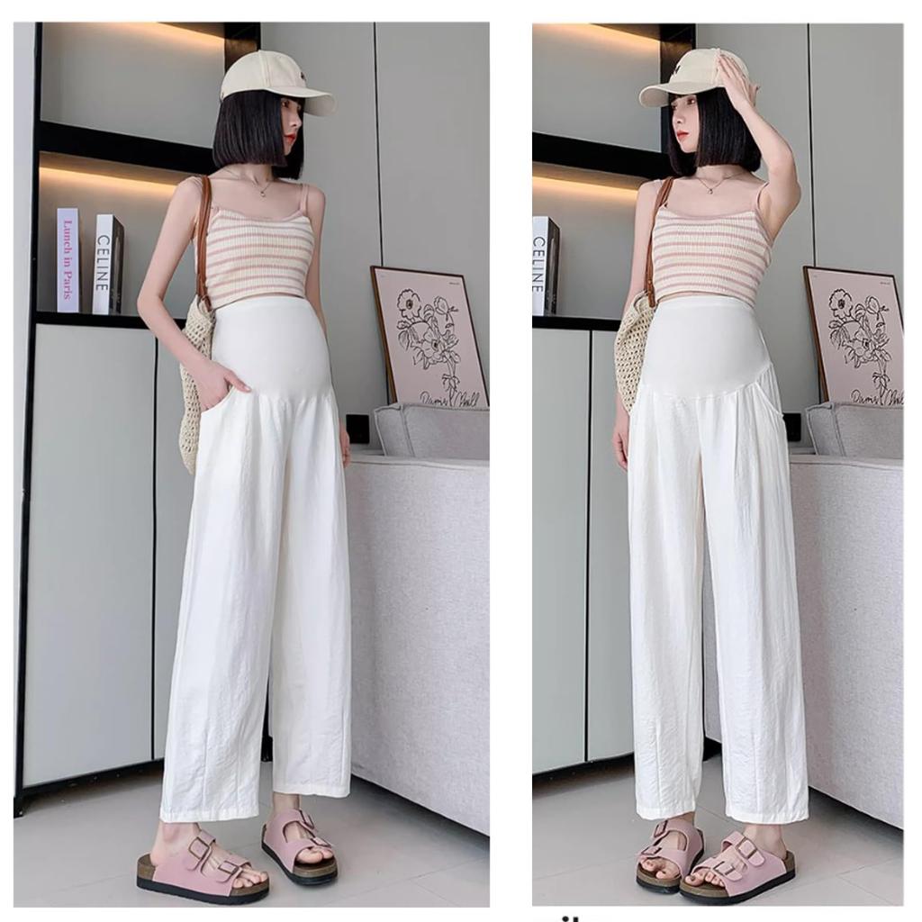 Onabebi Maternity Wide Leg Casual Adjustable with Pockets Pants, Pants, Style, Waist,