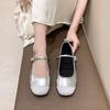One word with retro light mouth Mary Jane shoes 2025 new summer silver evening wind soft sole French flat sole shoes women