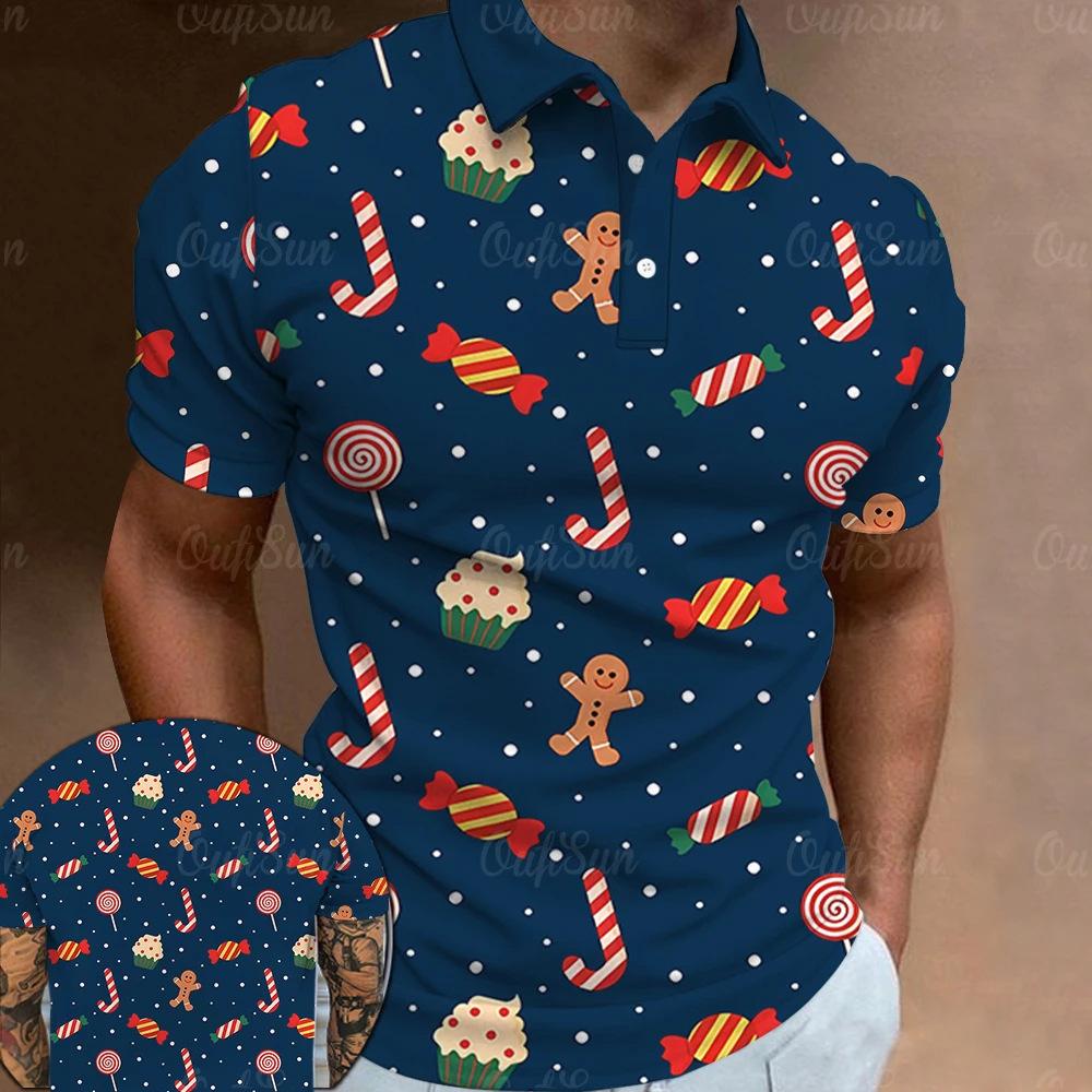 

чоловіча футболка поло з коротким рукавом різдвяний 3D принт топи мода поліестер дихаючі зручні футболки поло M