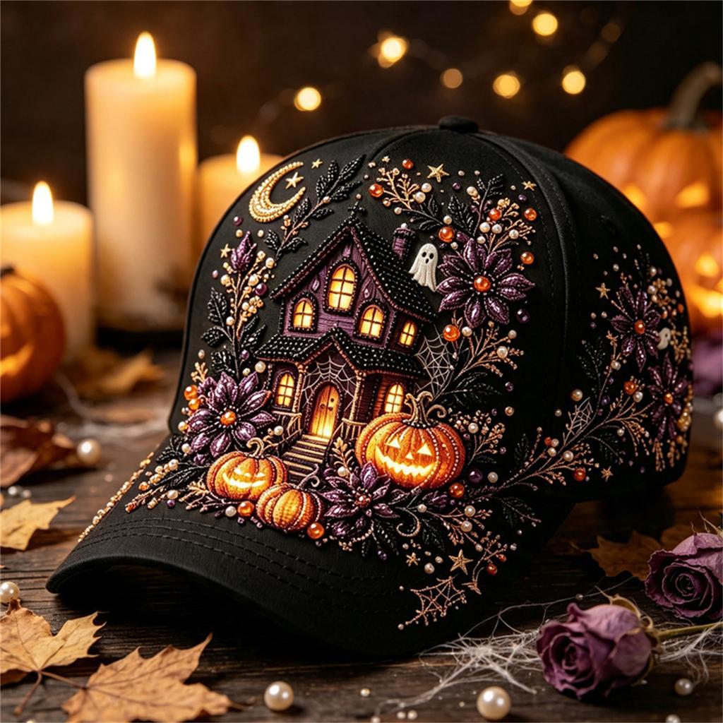 Adjustable Halloween Printed Hat for Men and Women - Novelty Costume Party Accessory