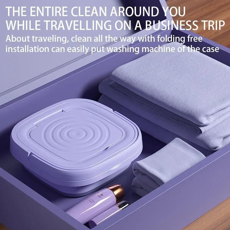 8L Portable Small Foldable Washing Machine with Spin Dryer for Socks Underwear Panties Mini Household Washer