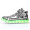 New Luminous Shoes High-top Men's Casual Shoes Children's Trendy Shoes Fashion Mirror Dazzling Lights Shoes Velcro Classmates