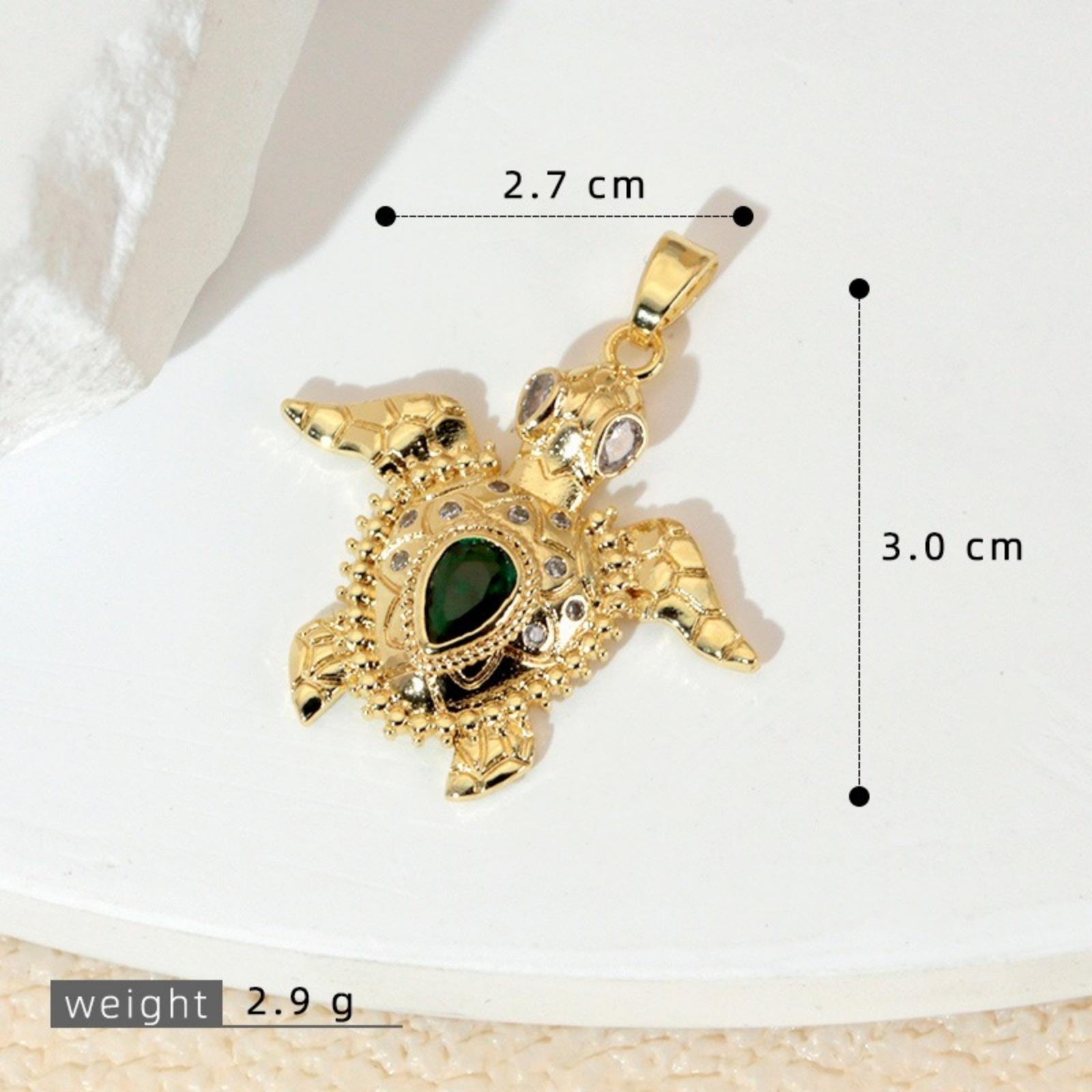 

1 Piece Ocean Charms Turtle Shaped Multicolor Cubic Zirconia 18K Gold Plated Brass Pendant For DIY Necklace Jewelry Makinng
