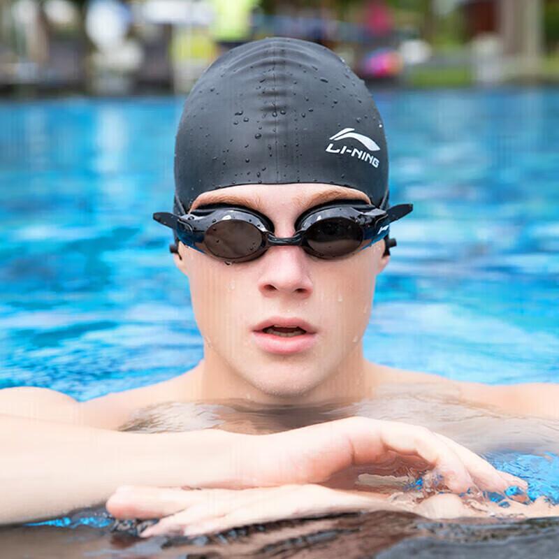Li-Ning Silicone Swimming Cap, for Long Hair, Waterproof, Black