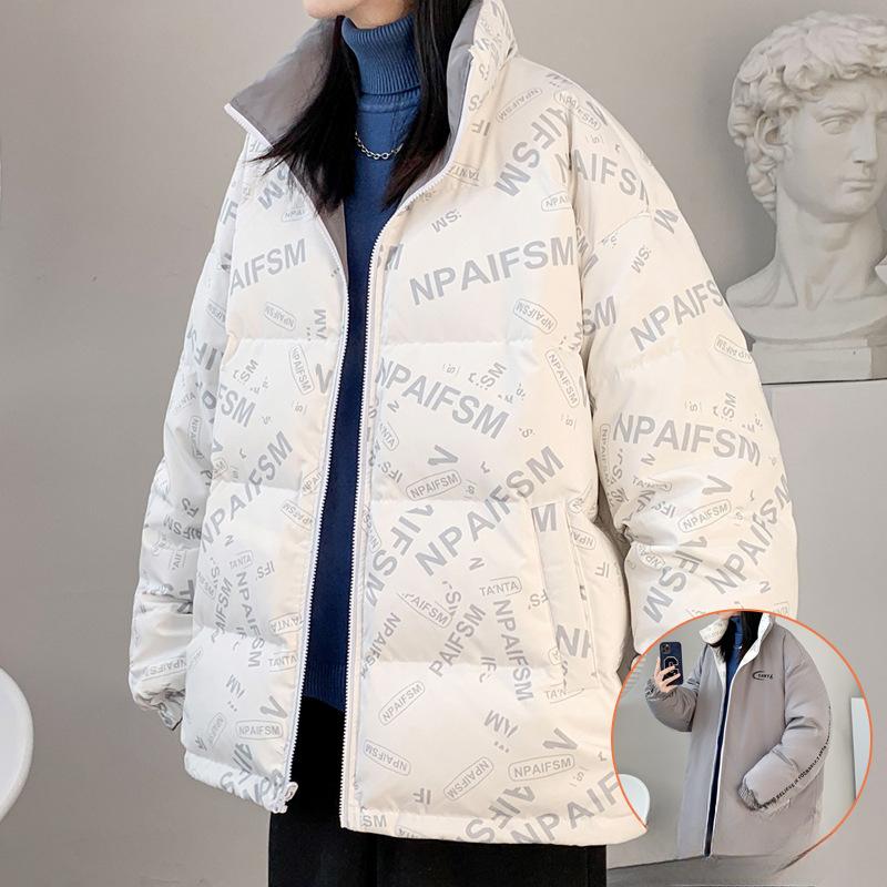 

Зимняя новая мужская куртка-пуховик в корейском стиле с воротником-стойкой, утолщенная и теплая, 90% белого утиного пуха, модная и универсальная, для пар, свободная XL