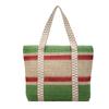 Contrast Straw Bag Large Capacity Holiday Beach Bag Women's Shoulder Tote Bag