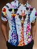 Men's Short-Sleeve Polo Shirt with Giraffe Print Lapel Collar - Button-Up Button-Front Suitable for Dates, Beach Vacations, Summer Outfits | Machine