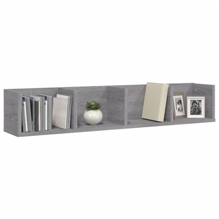 VidaXL Wall-mounted CD Rack Sonoma Grey 100x18x18 Cm Engineered Wood 826618