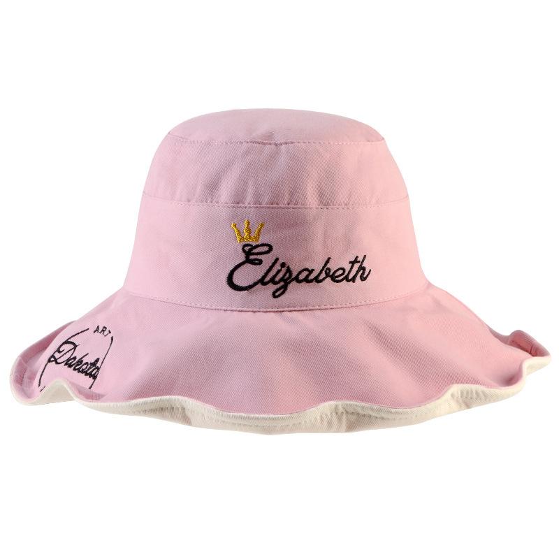 

Вышитая корона панама женская солнцезащитная шляпа с большими полями шляпа для лица женская защита от УФ-лучей лето M（56-58cm）