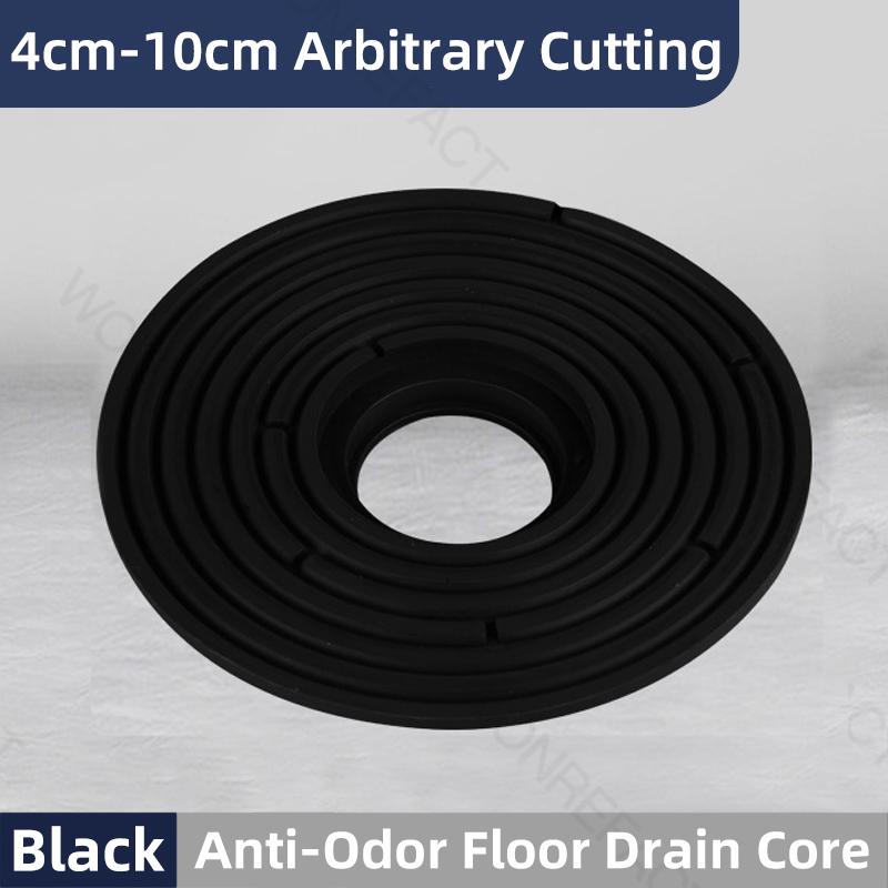 

10cm Universal Bathroom Floor Drain Cover With Reducer Ring Anti-Odor & Anti-Clog Fits Large Diameter Pipes Black Silicone