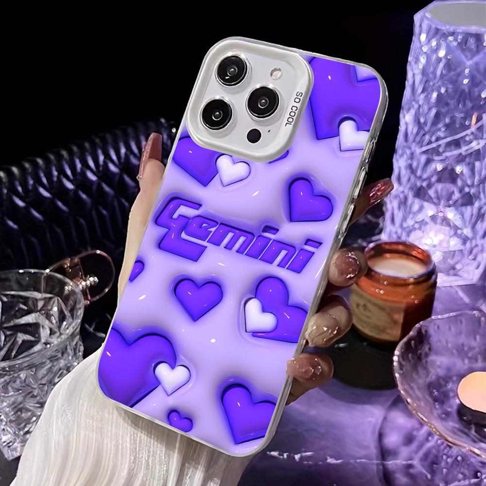 Zodiac Sign Gemini Mobile Phone Case for iPhone 17 16 15 14 13 12 11 X XR XS 8 7 Air Pro Max Plus White Translucent Cover