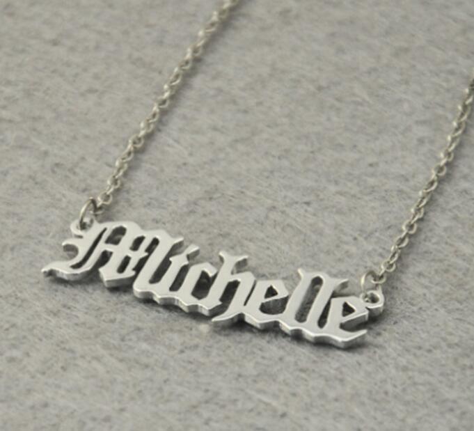 Custom Name Necklace Personalized Engraved Cutting Letter Name Gold Plating Necklace Stainless Steel Pendant Necklaces BWN92001