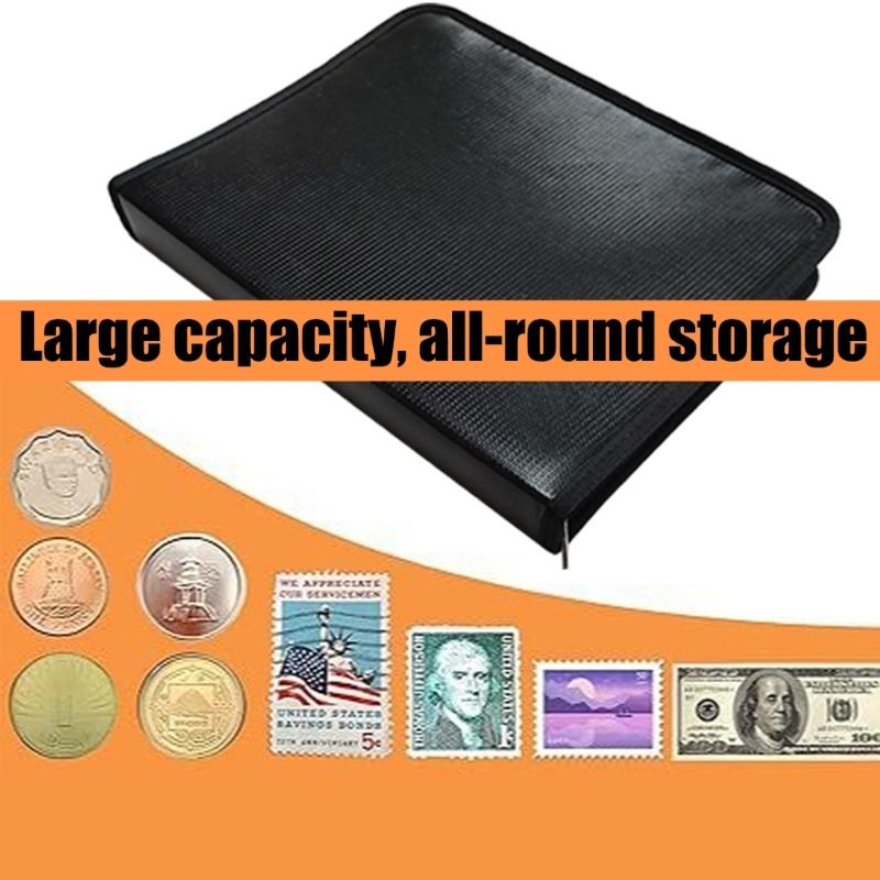 360 Pocket Coins Collecting Album and 36 Pocket Money Currency Storage Album Fireproof Zippered Coin Organiser Folder