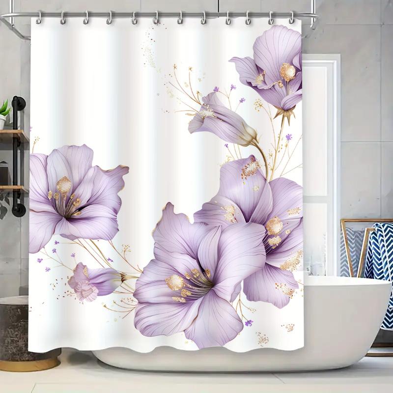 

Цветочная шторка для душа Декор для ванной комнаты Белая Водонепроницаемая Печать Цветок Коврик для ванной Подкладка для душа Украшение туалетной комнаты Индивидуальный размер Доступен W180xH180cm