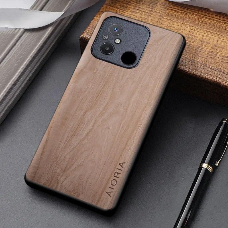 

Чехол с деревянным узором для Redmi 12C, чехол, простой, уникальный дизайн, легкий чехол из искусственной кожи для Xiaomi Redmi 12C, чехол Funda Redmi 12C бежевый