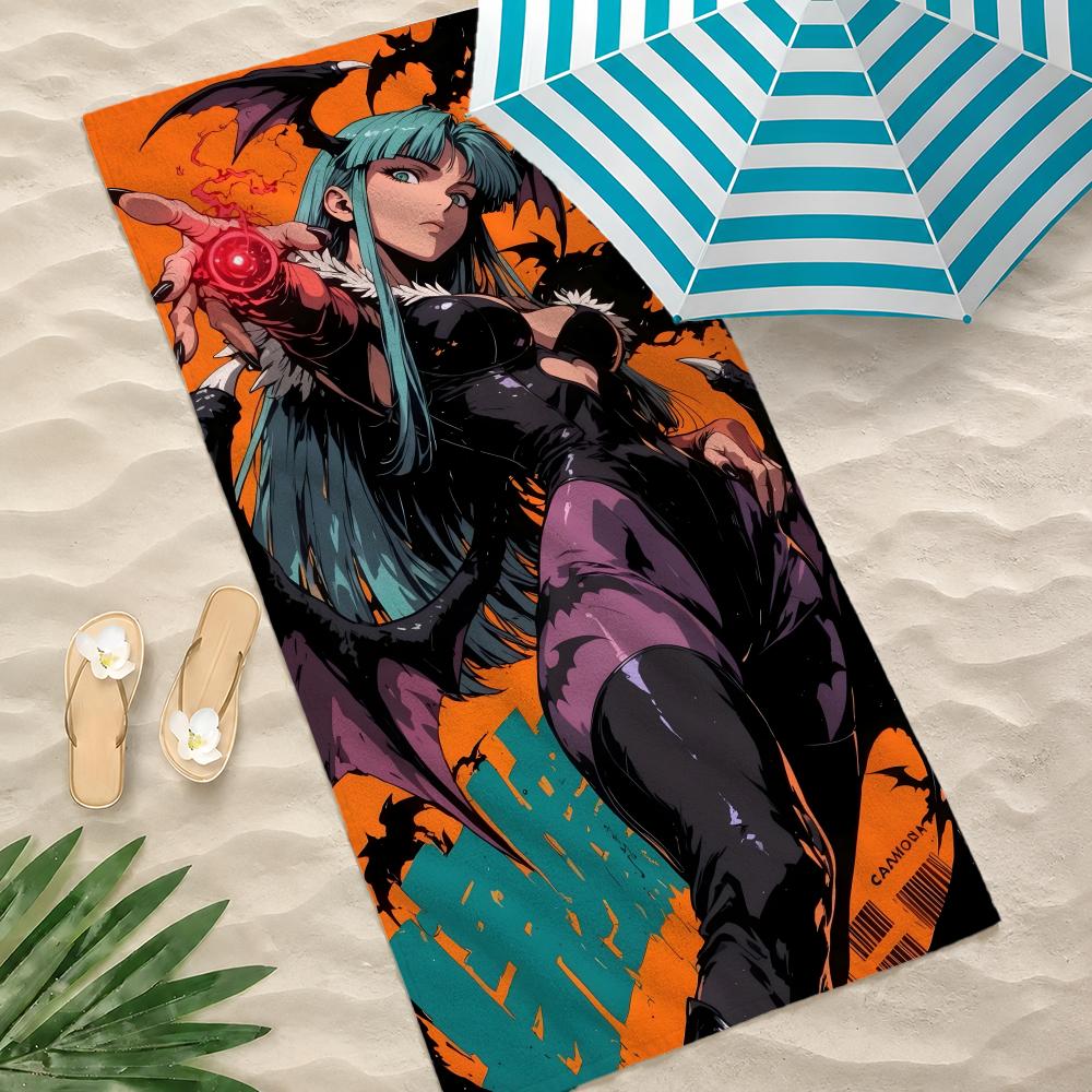 Game Morrigan Aensland Towel Microfiber Beach Towel Quick Dry Absorbent Soft for Swimming Yoga Resort Travel Camping