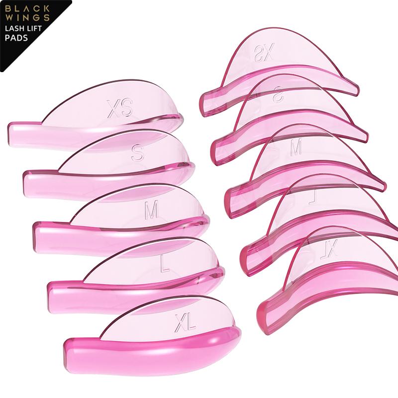 BLACKWINGS 5 Pairs Eyelash Perm Silicone Pads, Curling Pads for Lash Lift,   with Size Guide Chart, Hypoallergenic Reusable Accessories