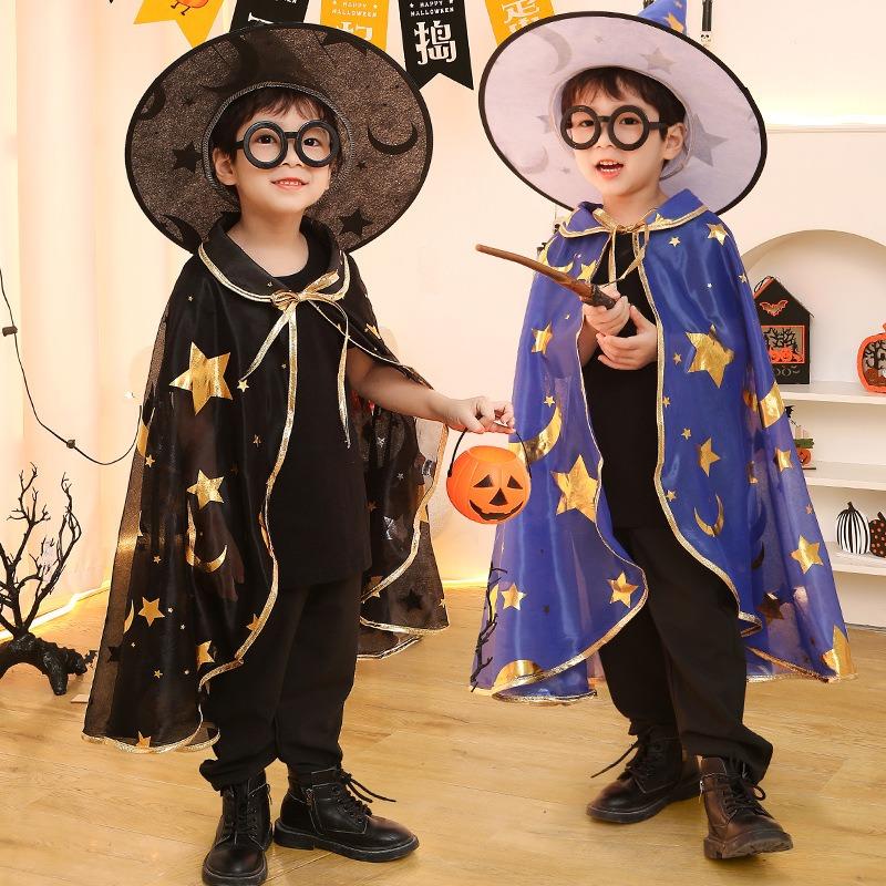 Halloween children's cape hat set, magician cape party costume Halloween costume props