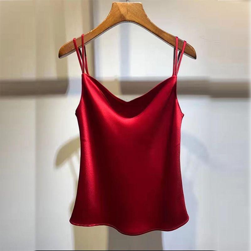 Design Sense V-neck Camisole Summer New Vest, Plus Size Women's Sleeveless Top Base Shirt Solid Color Suit Inner Layer