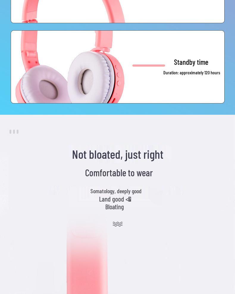 2025 S523 Luminous Cat Ears Bluetooth Headphones: Long Battery Life, No Delay, Wireless, Head-Mounted