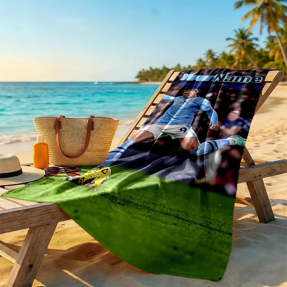 Haaland Customized Name Beach Towel Quick-Dry Soft Microfiber Perfect for Traveling Yoga Camping and Swimming