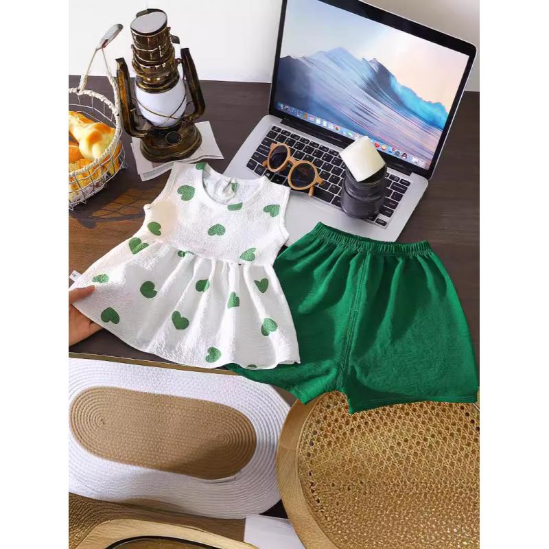 Girls' Short-Sleeve Set Summer New Children'S Clothing Toddler Girl Butterfly Print Shirt Two-Piece Set