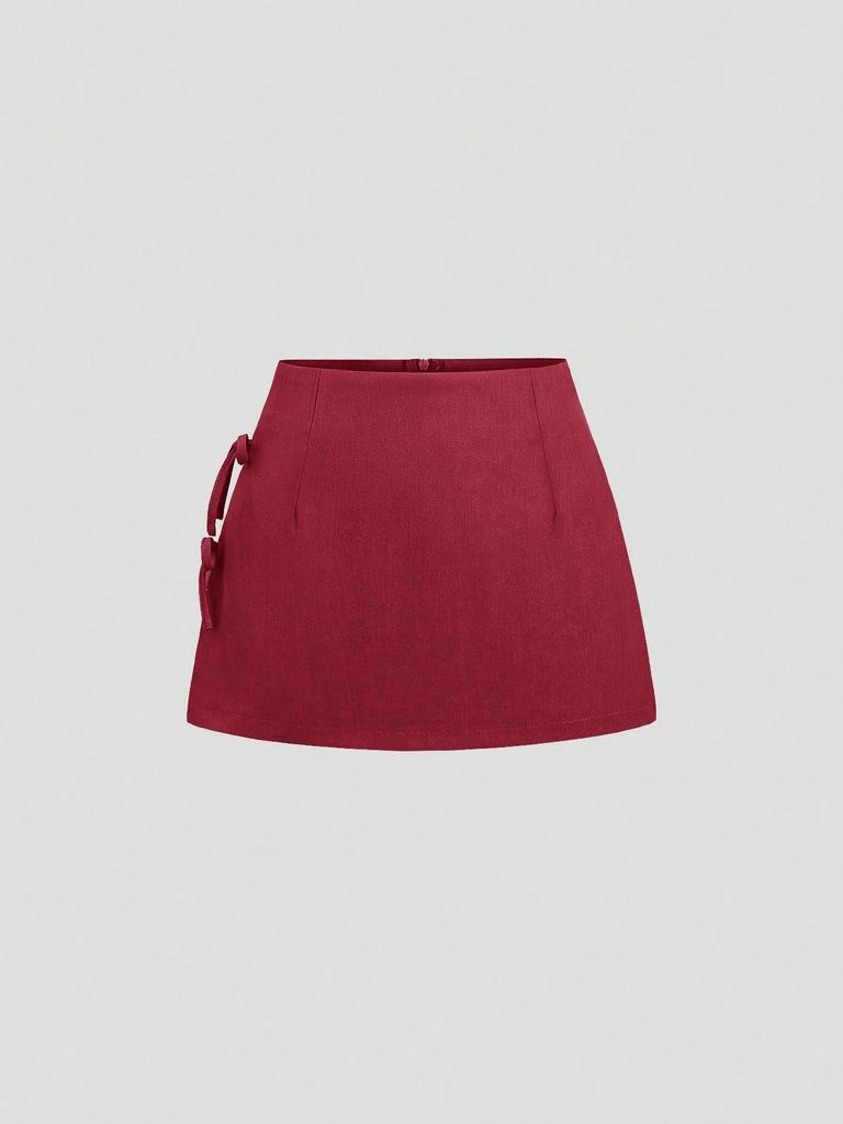 2026 Sexy Bow Tie Lace-Up A-Line Mini Skirt with Slit: Spring/Summer Essential