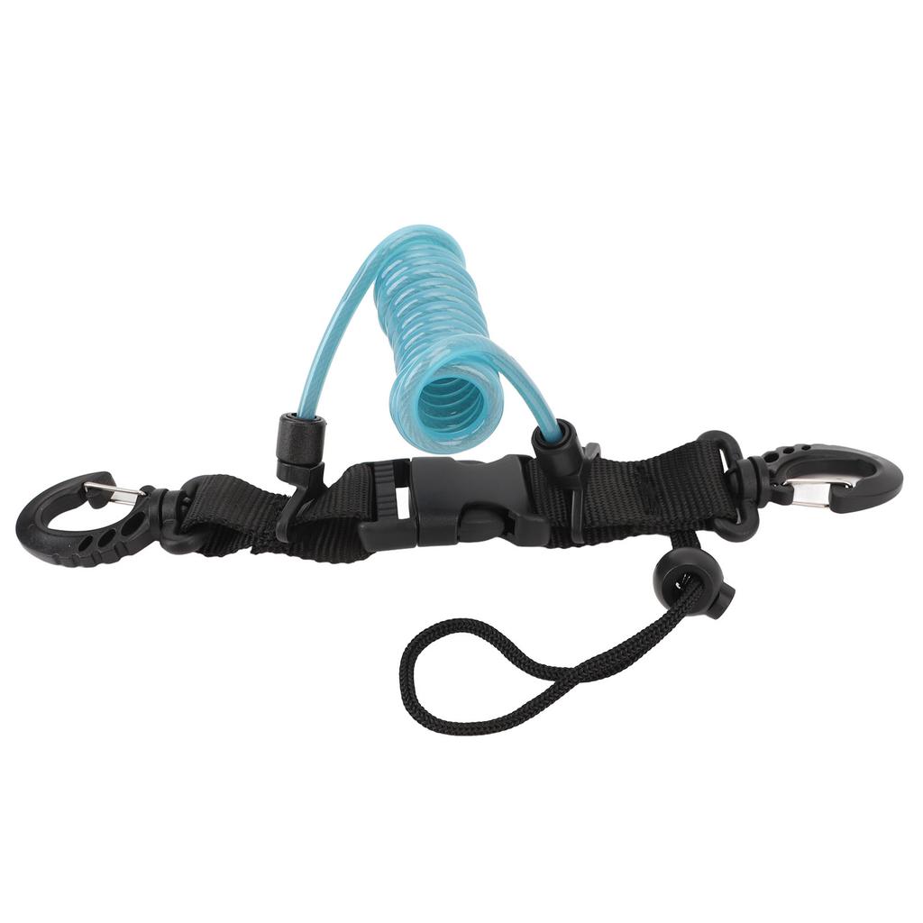 Diving Camera Lanyard Quick Release Buckle Stainless Steel Wire Spring Coiled Camera Lanyard for Light Tool Lake Blue