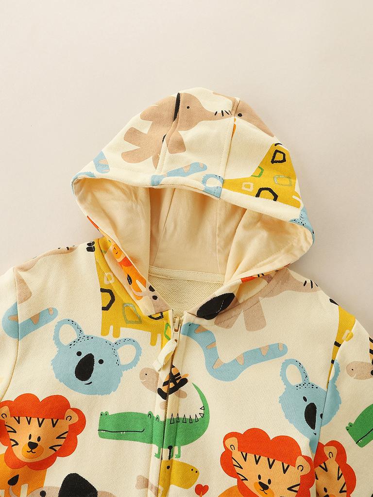 Boys Hooded Jacket Fall Cute Casual Long Sleeve Zip-Up Kids Sweatshirt