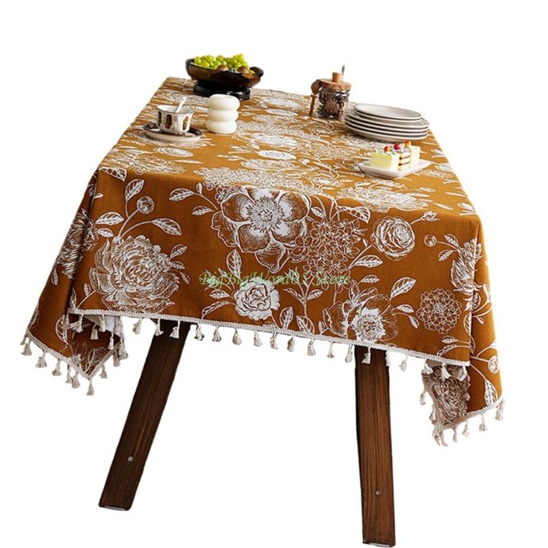 24TE Fleckschutz Blumen Tischdecke Waterproofie Polyester Tischdecke Pflegeleicht Home Office Dekoration
