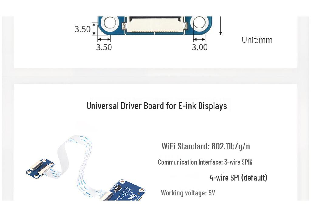MicroSnow E-ink Screen Driver Board with SPI Interface, Compatible with ESP32/ESP8266, Supports WiFi/Bluetooth.
