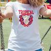 Casual White Tropical Letter Graphic Spring Summer 2025 New Fashion Trend Women T Shirt Swing Scene Design