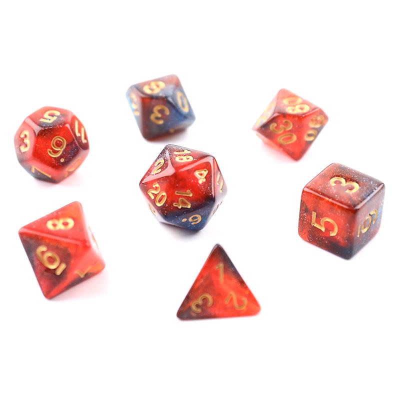Star Shine Glitter Sparkles Polyhedral Dice Set D4 D6 D8 D10 D% D12 D20 for TRPG/DND Game 7pcs/set Dice Family Party Board Games