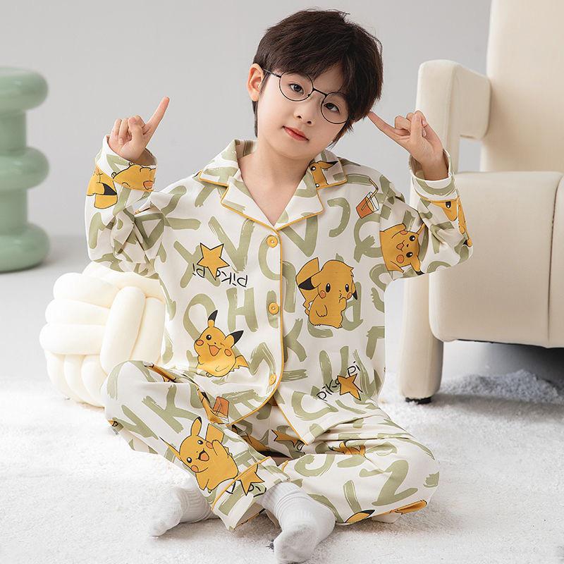 Popular Cotton Kids Pajamas: Boys & Girls Cartoon Cardigan Set for Autumn/Winter XL (170) for 165-172cm