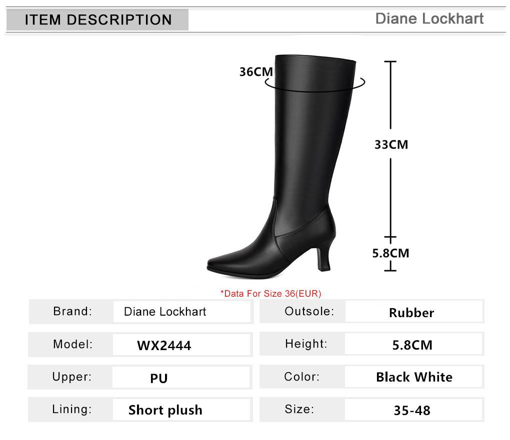 Fashion Autumn Winter Women Knee High Boots Chunky Spike Heel Sexy Dress Casual Party Lady White Black Pointed Toe Zipper Long Boots