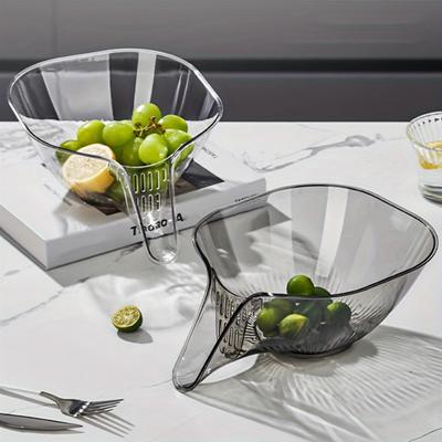 1 Stück Multifunktionaler Transparenter Kunststoff Abtropfkorb - Unbelasteter Gemüsewasch- und Abtropfkorb mit Flachem Boden für K