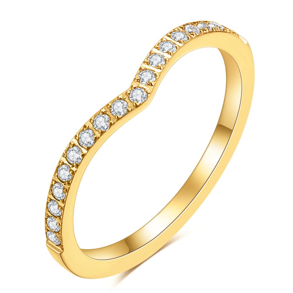 Pointed V Shaped Chevron CZ Simulated Diamond Zircon Heart Stackable Ring Eternity Bands for Women
