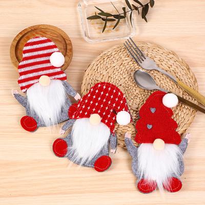 3-teiliger Weihnachtsgeschirrhalter, festlicher gesichtsloser Gnome-Besteckbeutel für Gabel und Messer, Weihnachtsdekoration für Küche und Esstisch