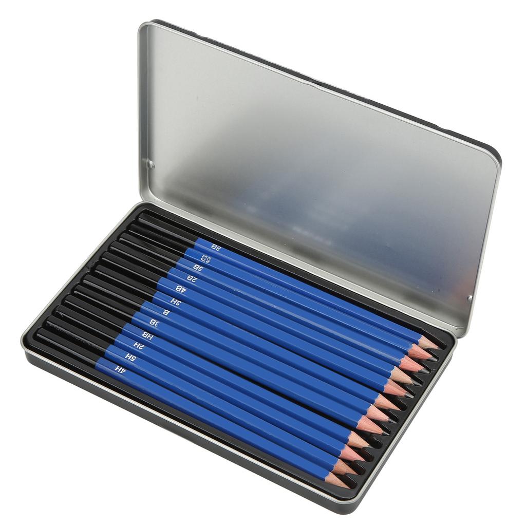 12 ks Skicovací tužky Lesklé Barvení Tužky pro Kreslení Životního Prostředí Sada s Železnou Krabičkou pro Začátečníky