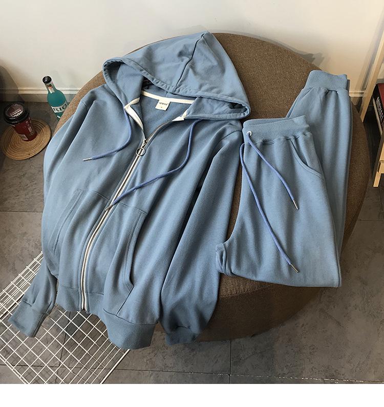 

2025 Новый весенне-осенний хлопковый худи на молнии и джоггеры - Тонкий, повседневный спортивный костюм XL