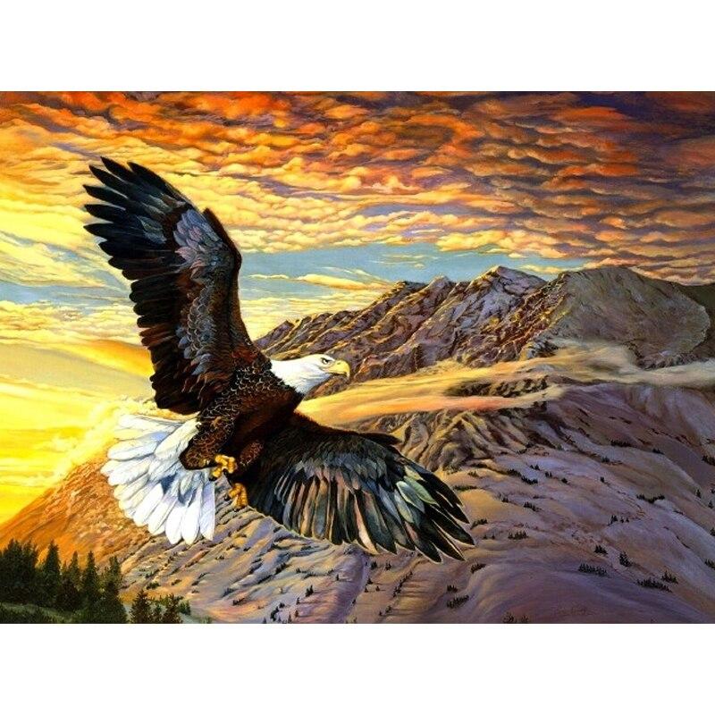 DIY Eagle 5D Diamond Painting Full Round Resin Animal Diamond Embroidery Cross Stitch Kits Mosaic Art Wall Home Decor