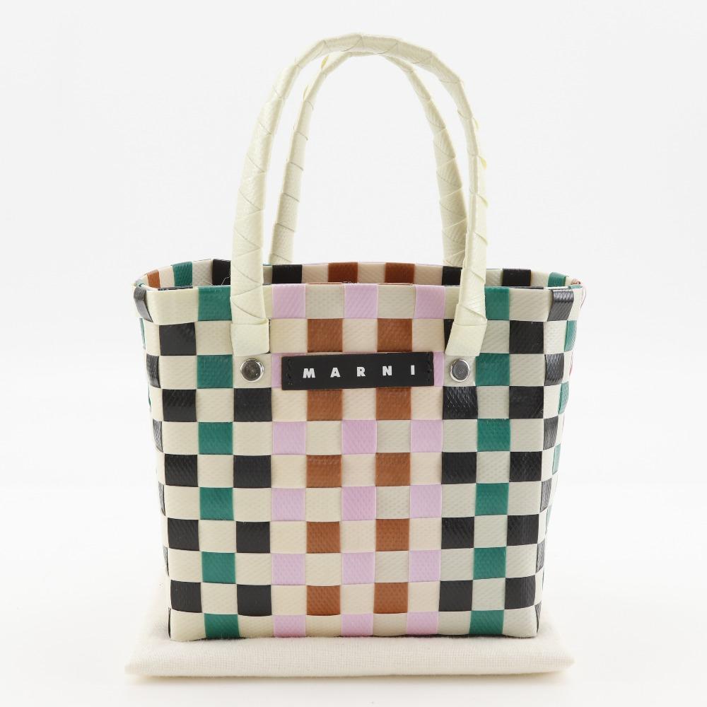 MARNI Woven Micro Basket Handbag White / multicolor polypropylene Women Used