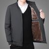 Cotton-padded Jacket for Middle-aged and Elderly Men, Casual Jacket, Quilted and Velvet Jacket, Stand-up Collar, Dad Outfit