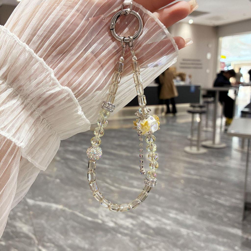 Crown Tassel Phone Chain Lanyard with Wrist Charm & Short Neck Strap for Women