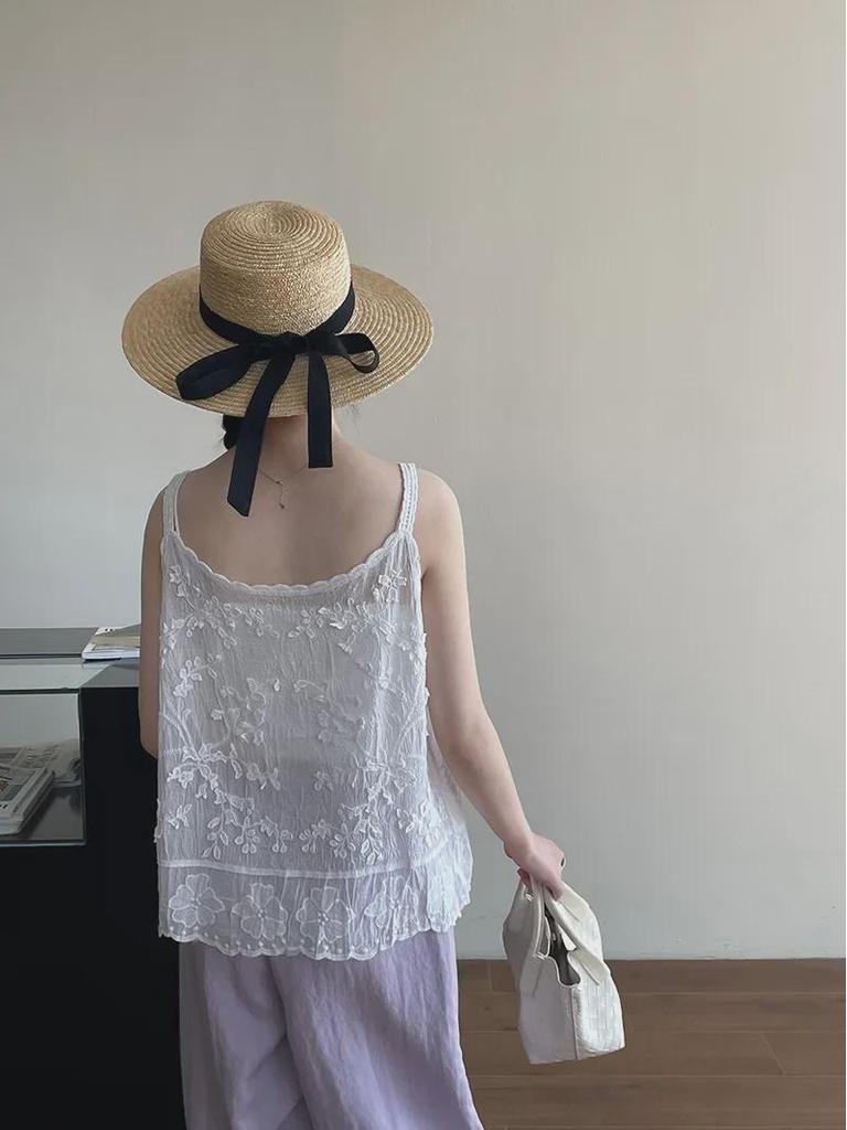 Sweet Lace Jacquard Suspenders Top for Women's Spring/Summer 2025 - YL201