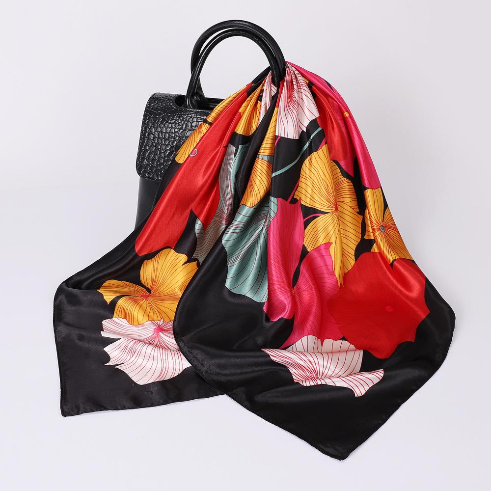 Women's Baotou Artificial Silk Satin Silk Scarf 90cm Printing Square Scarf Silk Scarf
