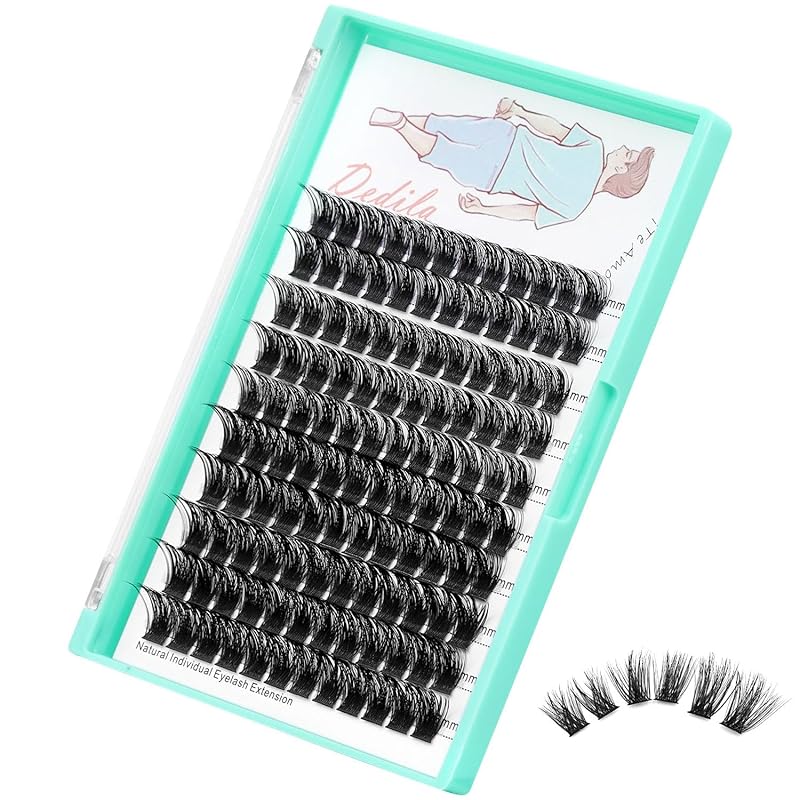 Large Tray-Grafted Wide Rod Individual False Eyelashes Thick Base 120 Cluster D Curly Hair Naturally Dense Eyelashes 8-20 Mm Optional (14 Mm)