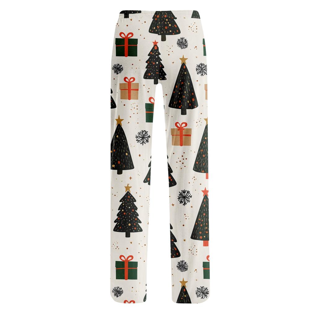 Women's Christmas Print Pants Casual Pants No Pockets