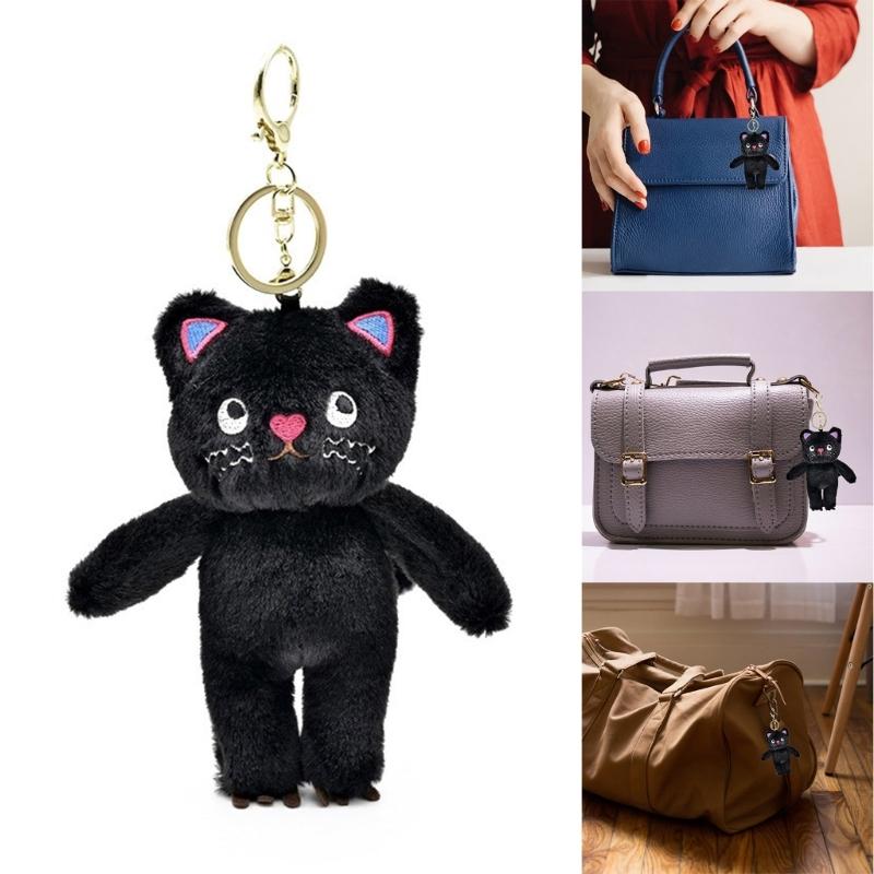 Cute Plush Cat Keychain Cartoon Doll Toy Speechless Cat Pendant Keyring for Women Girl Couple Bag Ornament Car Key Chain