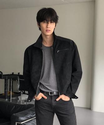 THEY Suede Collar Blouson Jacket_Black